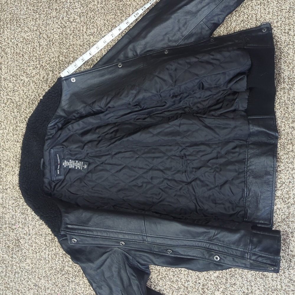 New York & Company leather bomber jacket black size large - Picture 9 of 11